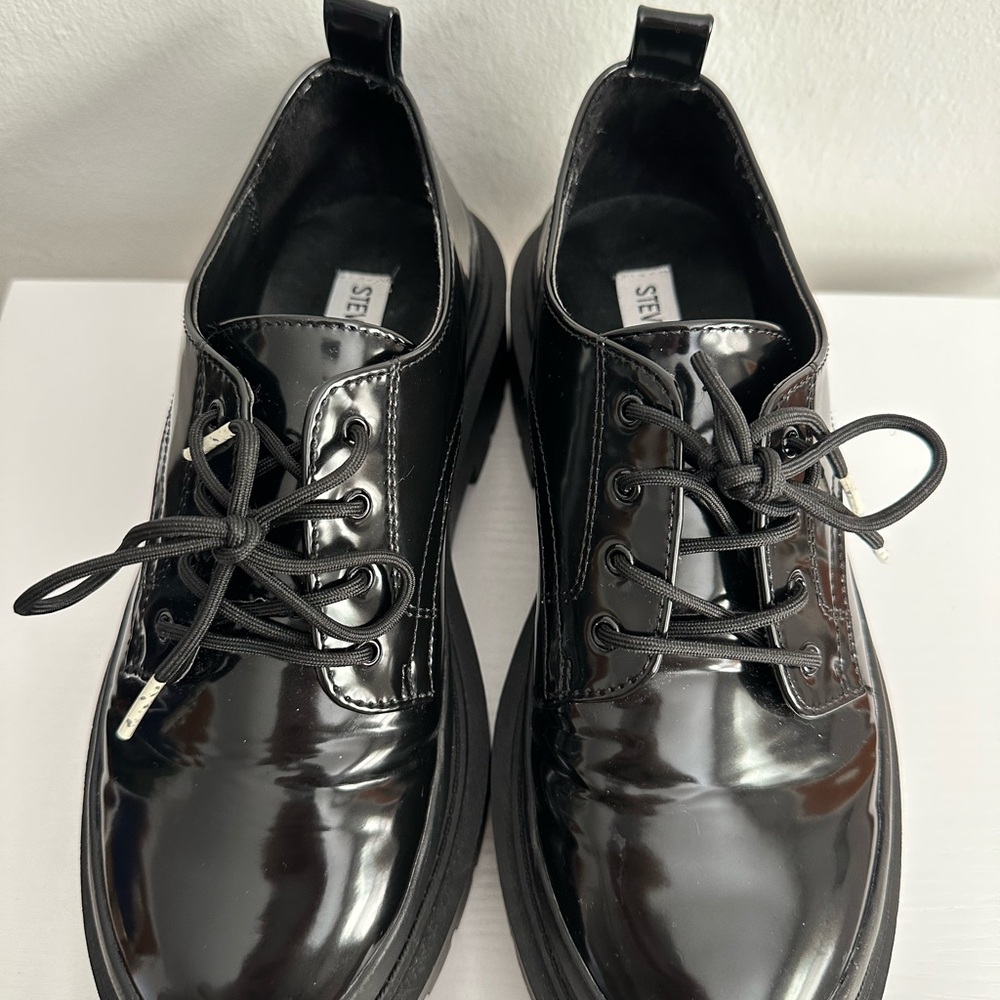 Steve Madden Chunky Black Platform Oxford Shoes Size 6.5